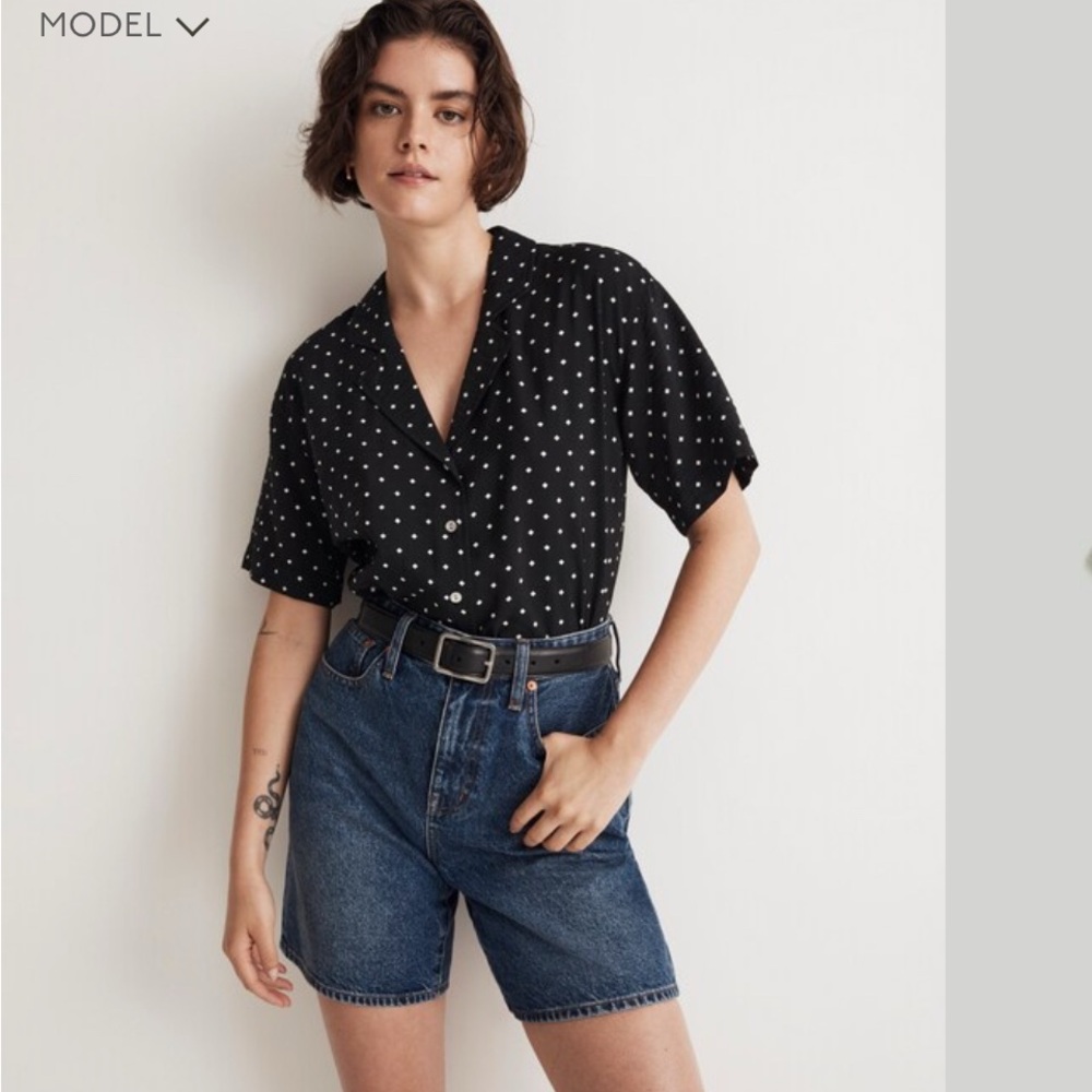 Madewell Charcoal and White Geometric Shirt